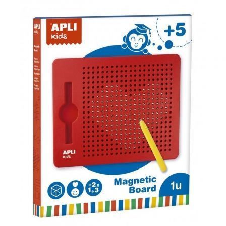APLI Pizarra Magnética Roja con Lápiz y 10 Fichas Mediana